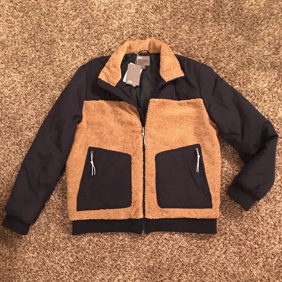 ASOS Other - Men’s XXL asos Sherpa nylon zip jacket navy & tan